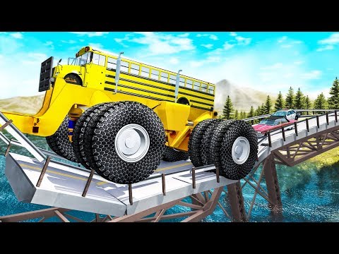 Breakable Bridge Traffic Jam #5 - Beamng drive