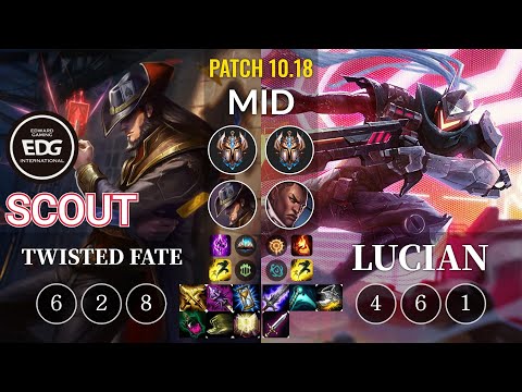 EDG Scout Twisted Fate vs Lucian Mid - KR Patch 10.18