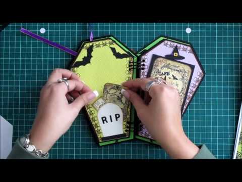 63. Tutorial Mini Album forma Ataúd para Halloween Parte 1. Scrap en Español