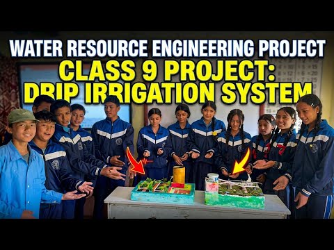 Grade 9 Civil Engineering (Technical Stream) students demonstrating their project on Drip Irrigation.