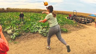 Molly is THROWING PUMPKINS at EMPLOYEES - Patch Vlog 3