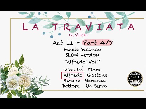 Traviata Act 2 | Part 4/7 | ALFREDO highlighted | SLOW version | Opera Study Accompaniment | G.Verdi