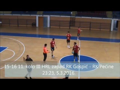 15-16 11. kolo RK Gospić - RK Pećine 23:23 (5.3.2016.)