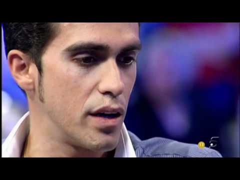 Alberto Contador y Miguel Ángel Revilla, en el programa de Telecinco la Noria 