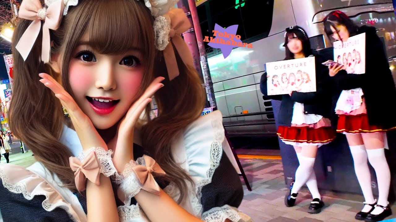 Tokyo Akihabara 🐶 Maid Cafe Street ♪💖 4K Non-stop 1 hour