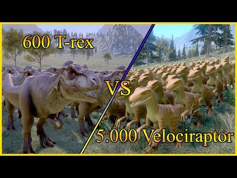 600 T-rex vs 5000 Velociraptor - Mezozoik Dinosaurs Battle -  Ultimate Epic Battle Simulator