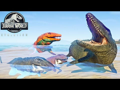 MOSASAURUS in Jurassic World Evolution 🌍 TREX vs Water Dinosaurs Fighting
