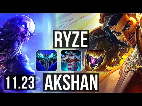 RYZE vs AKSHAN (MID) (DEFEAT) | Godlike, Rank 15 Ryze | KR Challenger | 11.23