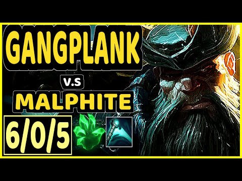 DOXY (GANGPLANK) vs MALPHITE - 6/0/5 KDA TOP GAMEPLAY - EUW Ranked GRANDMASTER