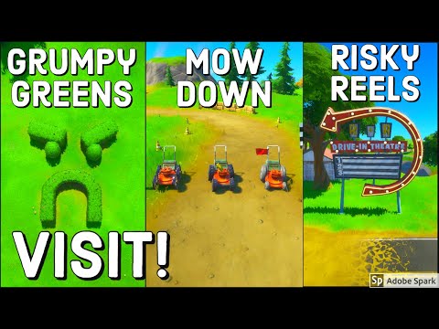 Visit Grumpy Greens, Mowdown and Risky Reels All Locations! - TnTina's Trial Fortnite Challenges.