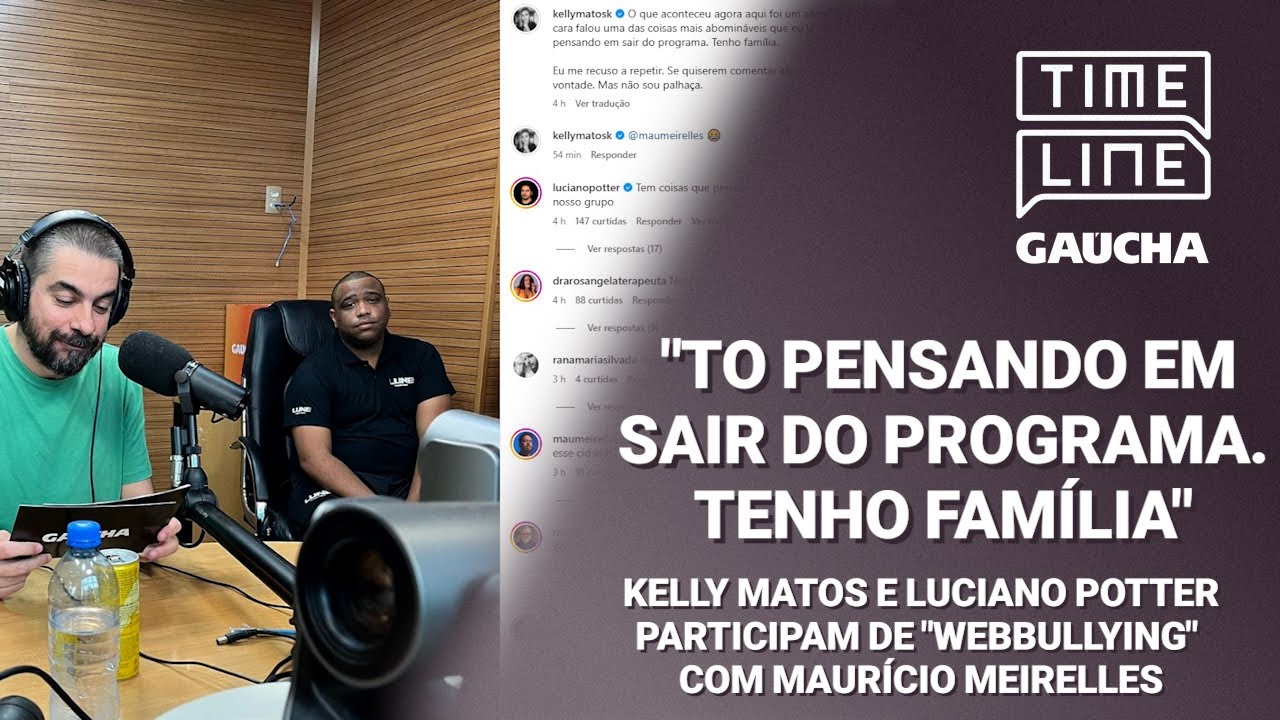 Kelly Matos e Luciano Potter participam de "webbullying" com Maurício Meirelles | Timeline Gaúcha