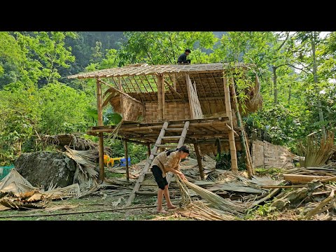 Homeless boy and poor girl repair the house after it collapsed - Homeless Boy