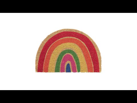 Kokos Fußmatte Regenbogen Blau - Grün - Rot - Naturfaser - Kunststoff - 60 x 2 x 40 cm