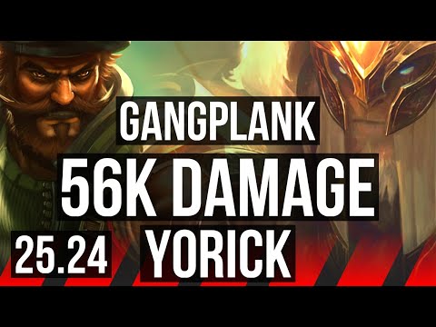 GANGPLANK vs YORICK (TOP) | 56K damage, Good KDA: 17/2/11 | KR Master | 25.24