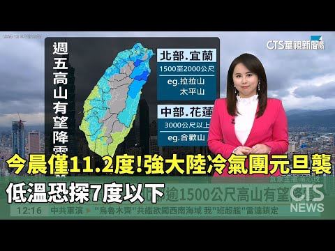 今晨僅11.2度！　強烈大陸冷氣團元旦襲　低溫恐探7度以下