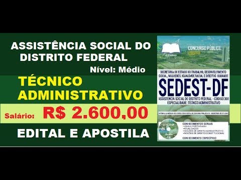 Edital Apostila Concurso SEDEST DF 2019 Cargo Técnico Administrativo (Distrito Federal)