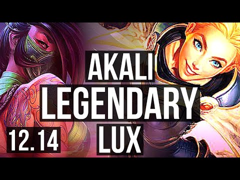 AKALI vs LUX (MID) | 20/1/4, Legendary, 300+ games | NA Master | 12.14