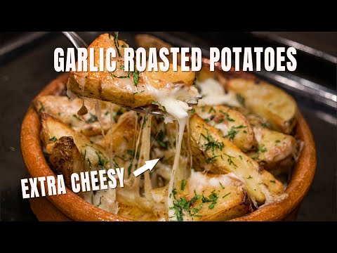 Garlic Roasted Potatoes with MELTED CHEESE | How To Make CHEESY Potato Wedges | Chef James