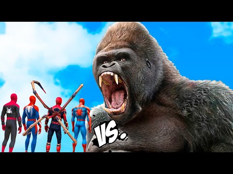 SPIDERMAN SUIT ARMY vs KING KONG - EPIC SUPERHEROES BATTLE