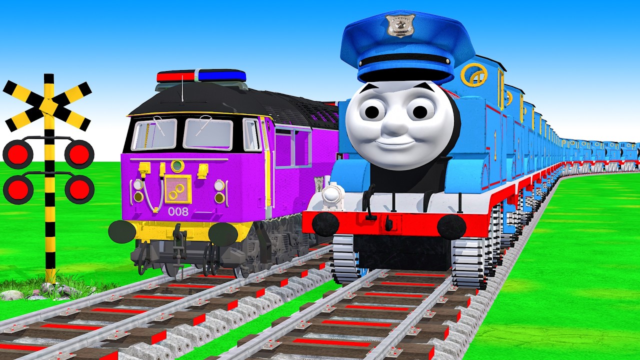 【踏切アニメ】あぶない電車 5 TRAIN Thomas vs Fumikiri 3D Railroad Crossing Animation #1 #train