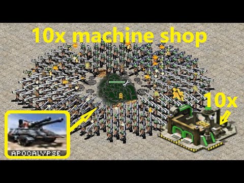 1 Apocalypse vs 500 Flak Troopers (10x machine shop): Red Alert 2
