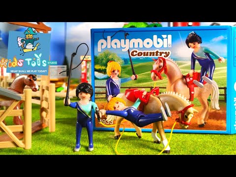 Playmobil vaulting horse set 6933 unboxing and stop motion action