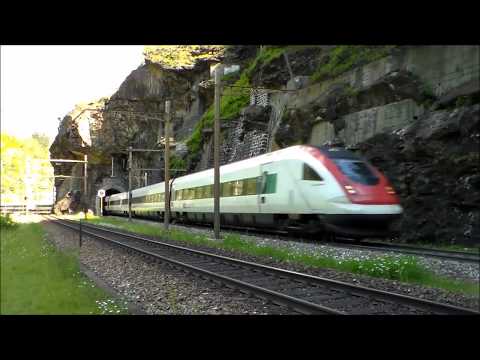 DIE GOTTHARDBHAN : RABDe 500 SBB + ETR 470 FS IN TRANSITO A FAIDO (CH) 1 e 2 - GIUGNO - 2014