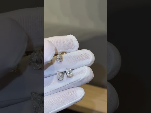 حلق سوليتير  دمعة  - 1 قيراط  لكل ألماسة