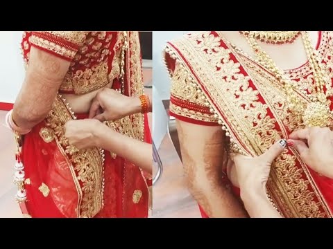 Real bridal different style double Dupatta draping (step-by-step in Hindi)