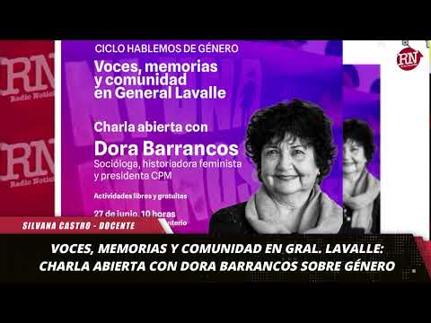 Charla gratuita con Dora Barrancos este sábado en Gral. Lavalle