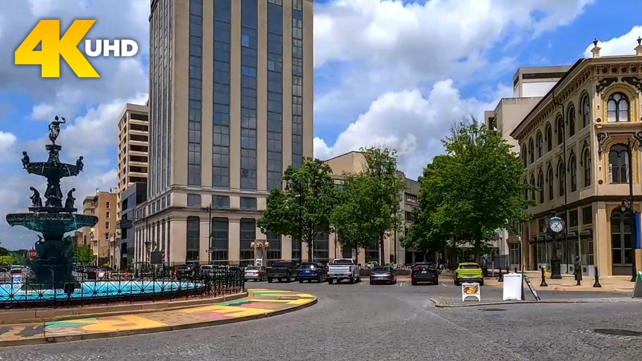 Immersive street-level walking tour through Montgomery Downtown, United States, showcasing authentic urban landscapes, local architecture, and the vibrant atmosphere of the city's neighborhoods