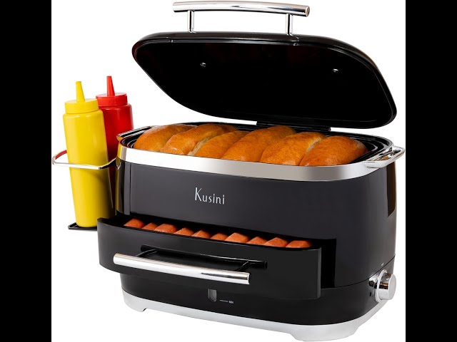 Vídeo relacionado con CROSSON Profesional Hot Dog Steamer 42L,1200W Hotdog Steamer Machine con bollo calentador de acero inoxidable gran capacidad 175 perros calientes y 50 rollos con puertas correderas