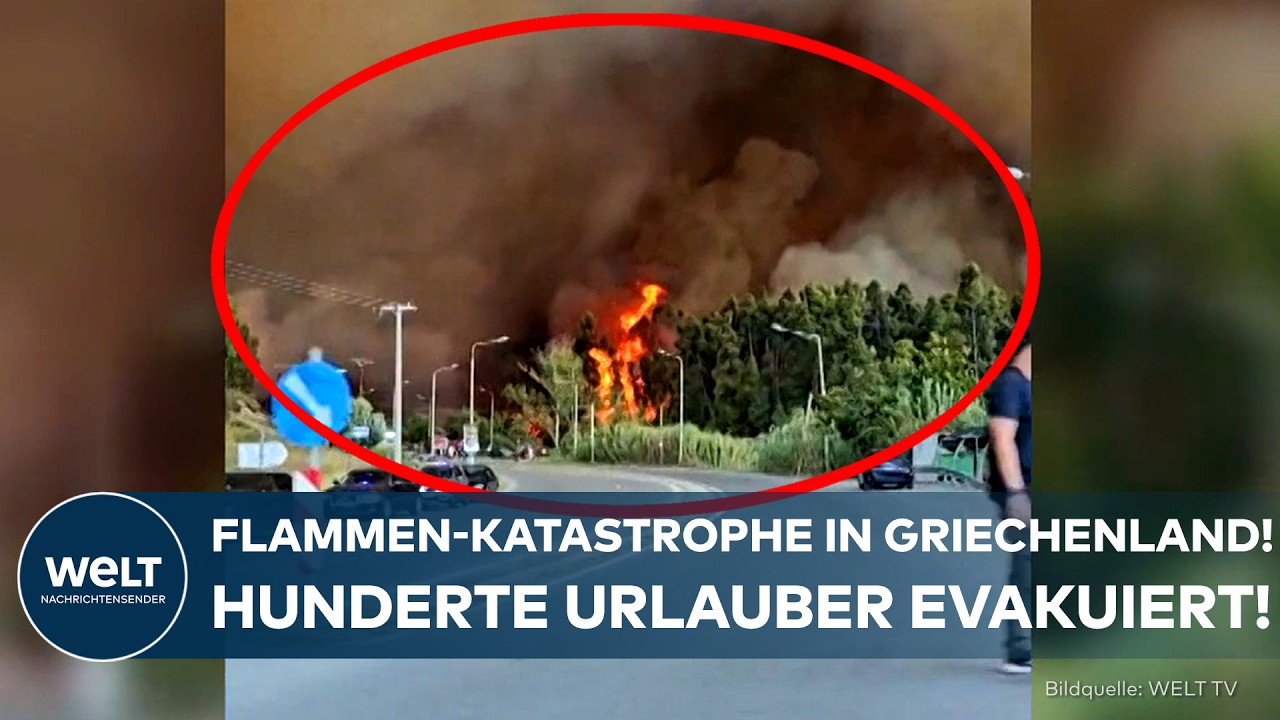 GRIECHENLAND BRENNT: Flammen erreichen Ferienorte! Hunderte Urlauber über das Meer gerettet!