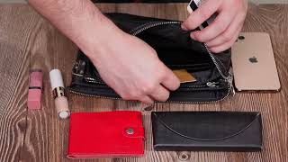 Роскошный женский клатч из натуральной кожи Grande Pelle 11657 черный