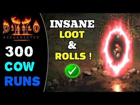 300 Cow runs & Unbelievable LUCK with Loot & Rolls ! - Diablo 2 resurrected