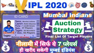 IPL 2020 - Mumbai Indians Auction Strategy & Target Players For IPL Auction | MY Cricket Production