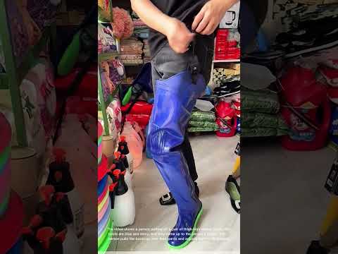 Putting on Thigh-High Rubber Boots