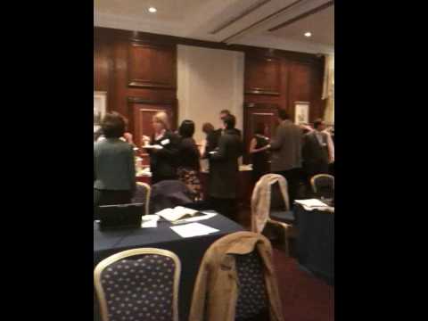 Press room during Tim Farron's speech