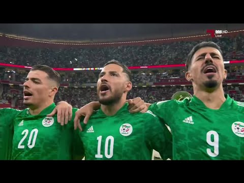 أداء حماسي من اللاعبين للنشيد الوطني