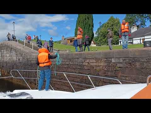 Locking at the five locks at Fort Augustus on the Caledonian Canal.
