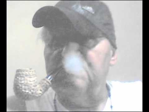 Beging, Smoking, My Big White Meerschaum, Pipe, Curved; with Black Leather Adidas Hat.