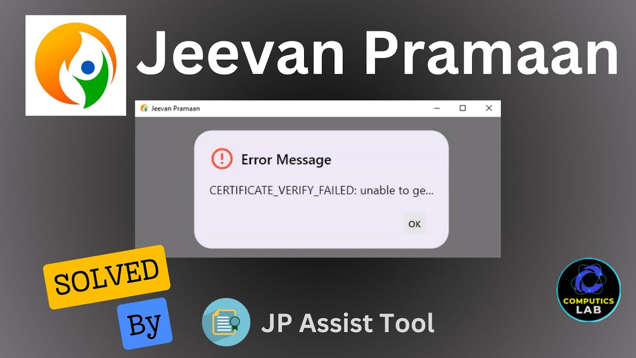 CERTIFICATE VERIFY FAILED unable to get Jeevan Pramaan software not running on Windows PC