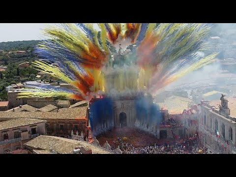 Festa San Sebastiano Palazzolo Acreide (SR) - Sciuta - 10 Agosto 2024 - Droneview 4K