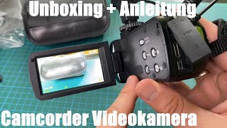 Camcorder Videokamera 2.7K 30MP Digital Camcorder mit Mikrofon Full HD unboxing und Anleitung