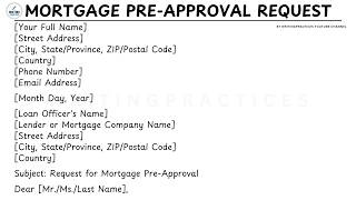 How To Write A Mortgage Pre Approval Request Letter Template Step by Step Guide | Writing Practices