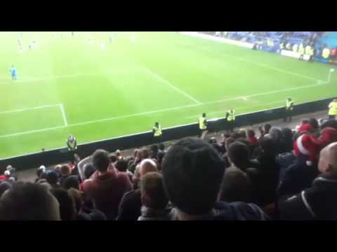 Walsall fans celebrating win at Shrewsbury