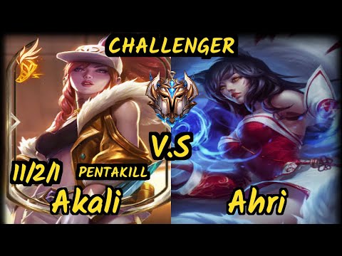 TSM Bjergsen (AKALI) vs AHRI - PENTAKILL 11/2/1 KDA MID CHALLENGER GAMEPLAY - NA