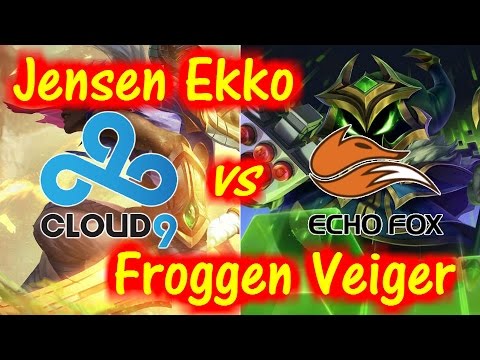 C9 Jensen vs ECHOFOX Froggen(Ekko vs Veiger) / Solo Ranked full game【LOL NA】【Pro Replay】