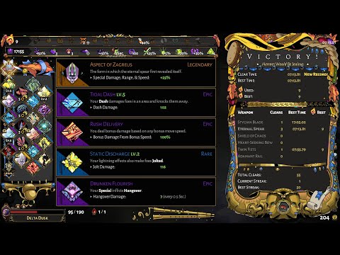 Hades Any Heat Speedrun, Zagreus Spear, 7:13 IGT