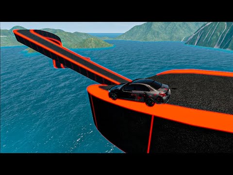 Impossible Weird Wave Bridge Crossing Cars Vs Deep Water Stunt - BeamNG.Drive
